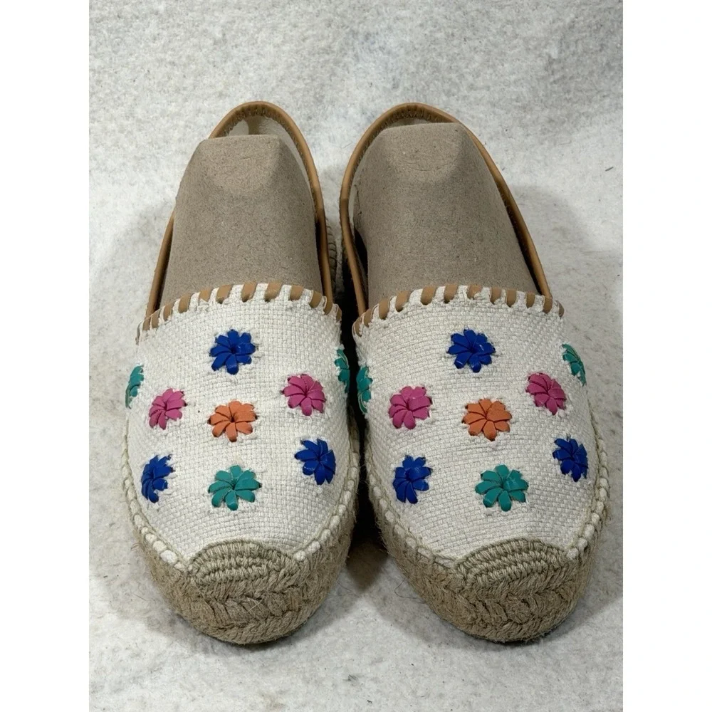 Jack Rogers Womens Size 9 Floral Canvas Platform Espadrilles Boho Coastal